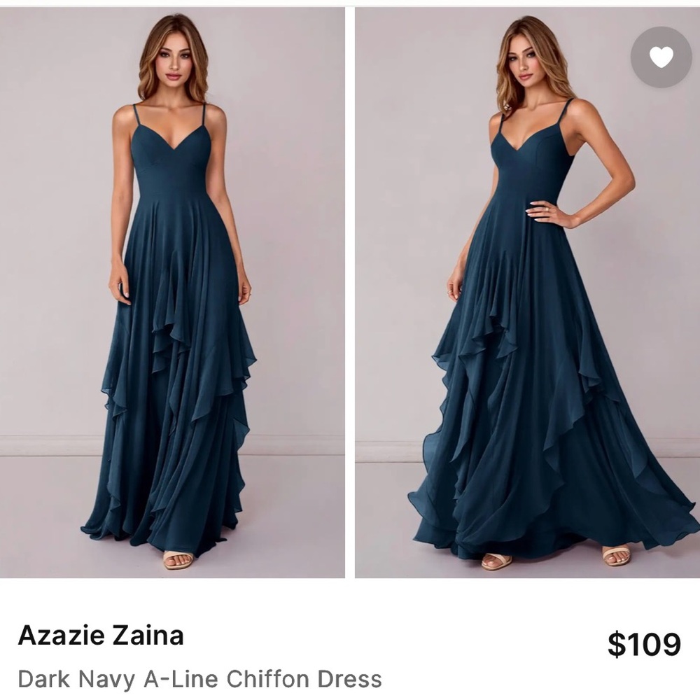 Azazie Maxi Chiffon Gown in Stormy